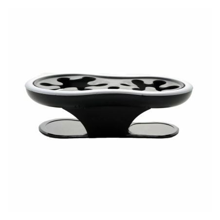 Поставка за две чаши за залепване върху равна повърхонст - черна със сребрист ръб