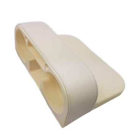 Поставка за чаши за кола  за 2 чаши между седалките - бежов карбон с кожа отсрани