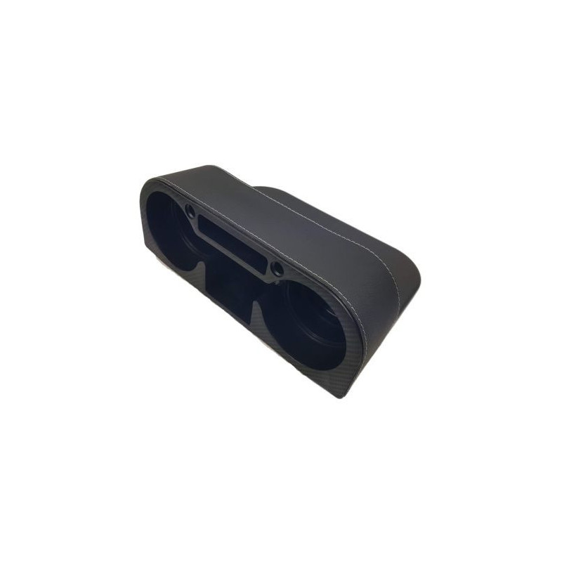 Поставка за чаши за кола  за 2 чаши между седалките - чернен карбон с кожа