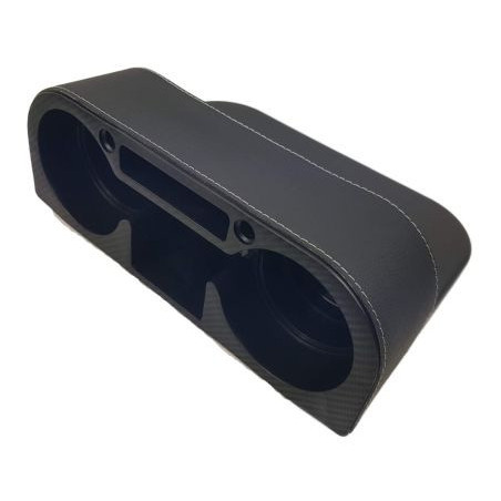 Поставка за чаши за кола  за 2 чаши между седалките - чернен карбон с кожа