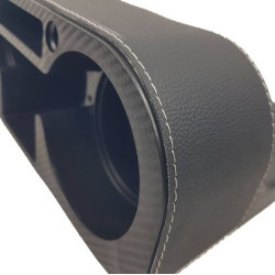 Поставка за чаши за кола за 2 чаши между седалките - чернен карбон с кожа