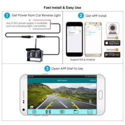 WiFi Камера за задно виждане за телефон за бус, камион, кемпер - с 18 ярки диода - модел 2