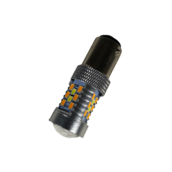 Диодна крушка BA15 с 28 диода 2835 и лупа - комбинирана за мигач и дневни светлини