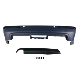 Задна броня за BMW E39 седан - M5 дизайн с единичен дифузер с отвори за парктроник грундирана