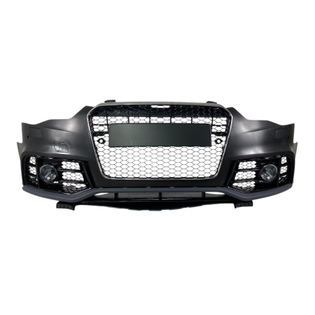 Предна броня за Audi A5 (2011-2015) с халогени - RS5 Design с хром лайсна и отвори за парктроник