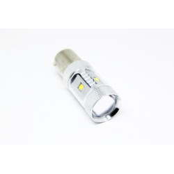 Диодна крушка BA15S с 6 х 5W CREE диода и лупа единична светлина бяла