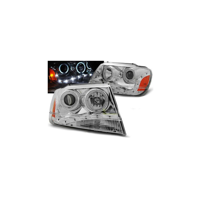 Кристални фарове Jeep Grand Cherokee (1999-2005) - хром