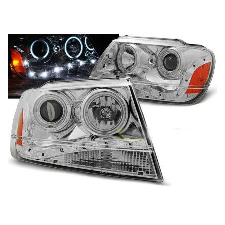 Кристални фарове Jeep Grand Cherokee (1999-2005) - хром