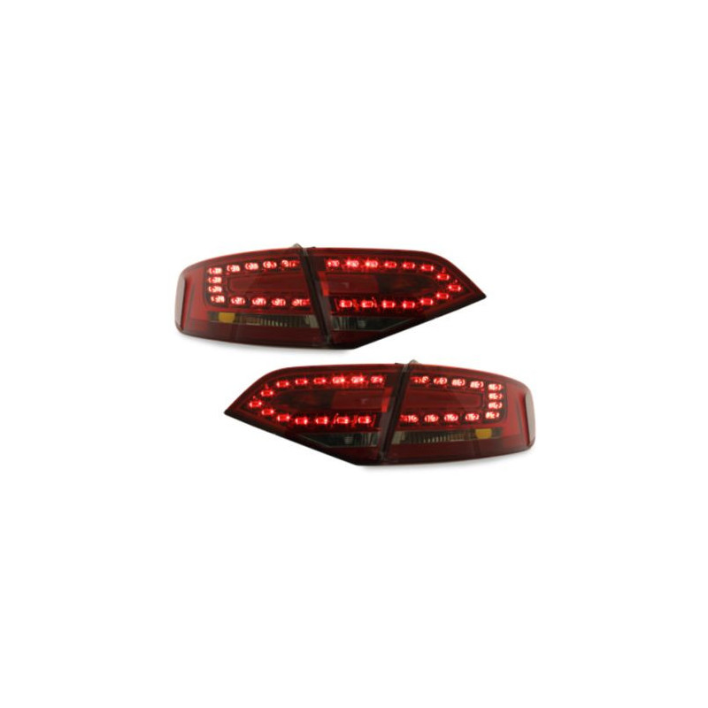 Диодни стопове  AUDI A4 седан (2007+) - червени / опушен хром