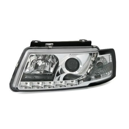 Кристални фарове с истински дневни светлини за Passat 3B B5 (1997-2000)  - хром