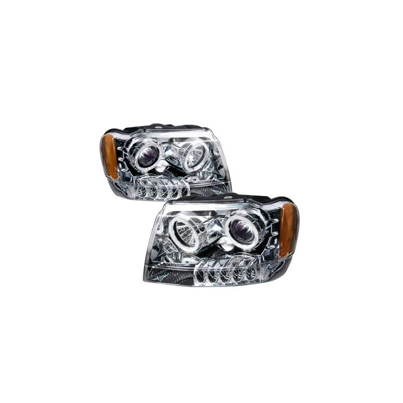 Кристални фарове Angel eyes Jeep Grand Cherokee (99-05) - хром