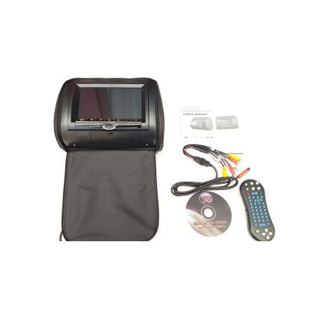 7" DVD плеър в подглавник с USB и безжичен джойстик за видеоигри - черен