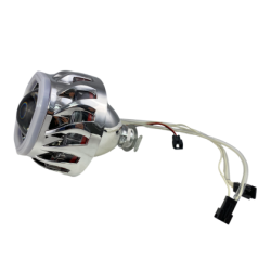 Биксенон лупи за вграждане MORIMOTO MINI SPIRAL 2.5" - със син квадратен вътрешен ринг и червен външен ринг