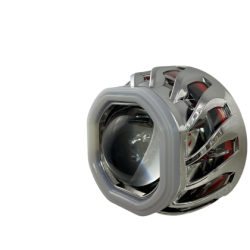 Биксенон лупи за вграждане MORIMOTO MINI SPIRAL 2.5" - със син квадратен вътрешен ринг и червен външен ринг