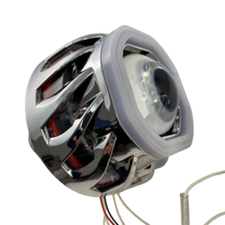 Биксенон лупи за вграждане MORIMOTO MINI SPIRAL 2.5" - със син квадратен вътрешен ринг и червен външен ринг