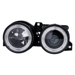 Кристални фарове с кръст BMW E30  (87-90) -  черен хром