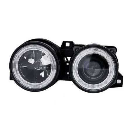 Кристални фарове с кръст BMW E30  (87-90) -  черен хром