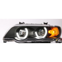 Кристални фарове 3D Angel Eyes BMW X5  (1999-2003) - черни