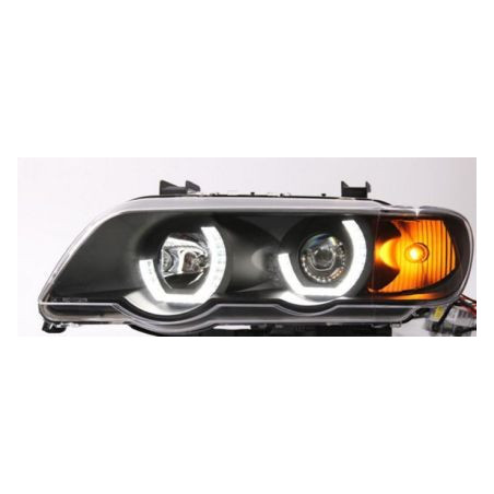 Кристални фарове 3D Angel Eyes BMW X5  (1999-2003) - черни