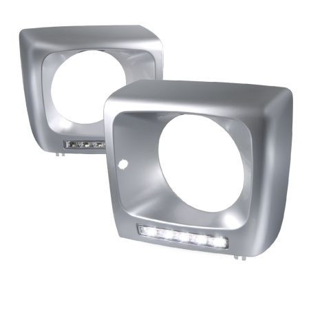 Дневни светлини за Mercedes W461 / W463 G-CLASS (1989-2010) - сребристи с хромирани дневни светлини