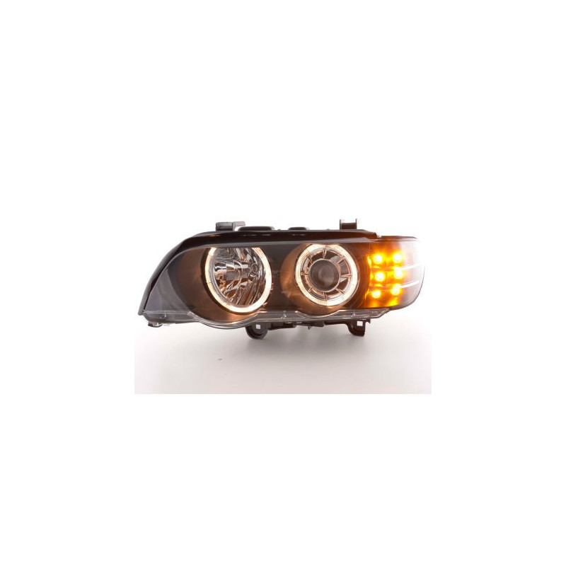 Кристални фарове за BMW X5  (1999-2003) - черни с диодни мигачи