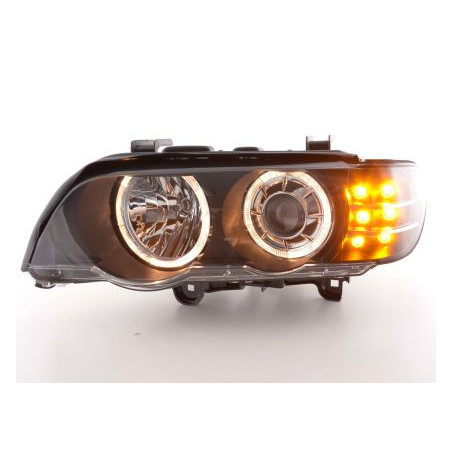 Кристални фарове за BMW X5  (1999-2003) - черни с диодни мигачи