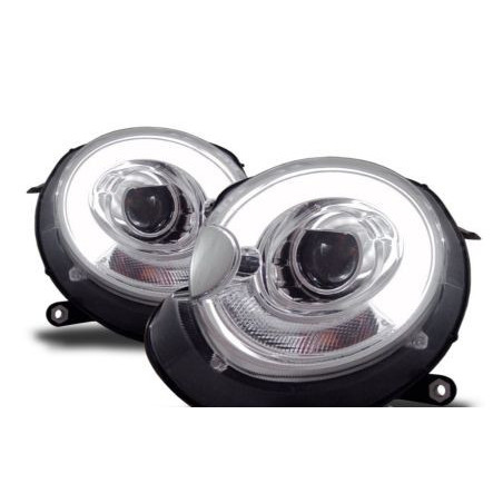 Кристални фарове за Mini Cooper (2006-2010) - ледбар дизайн хром