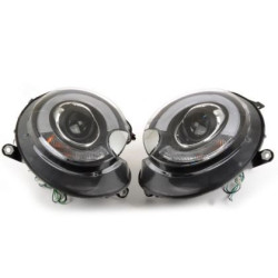 Кристални фарове за Mini Cooper (2006-2010) - ледбар дизайн черни