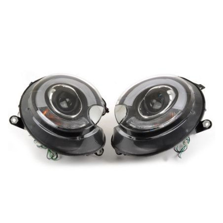 Кристални фарове за Mini Cooper (2006-2010) - ледбар дизайн черни